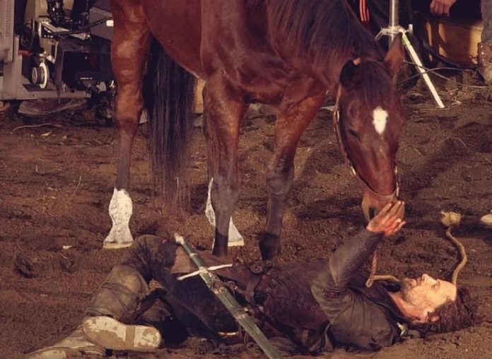 Viggo Mortensen con los caballos de El Señor de los Anillos